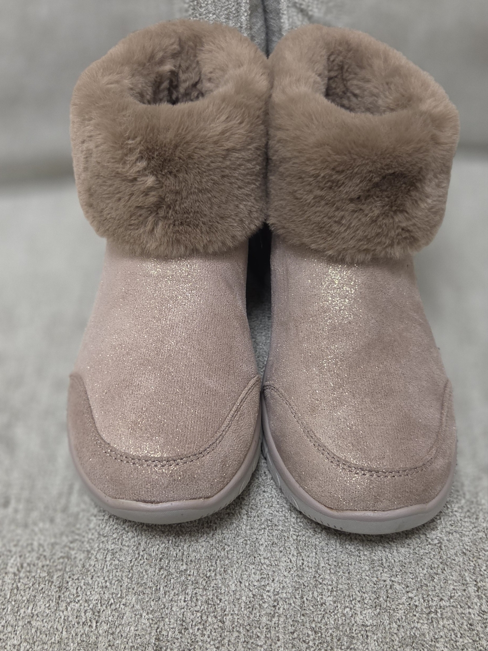 Skechers Sparkle Faux-Fur Cuff Slip-On Boots
